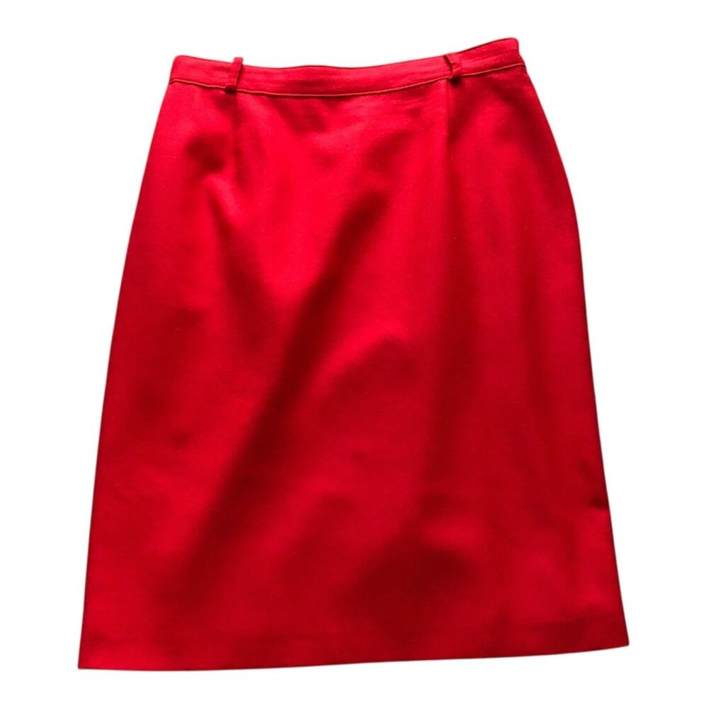 Vintage Principle Red Knee Length Skirt Back Slit Belt Loops Women’s Size 10